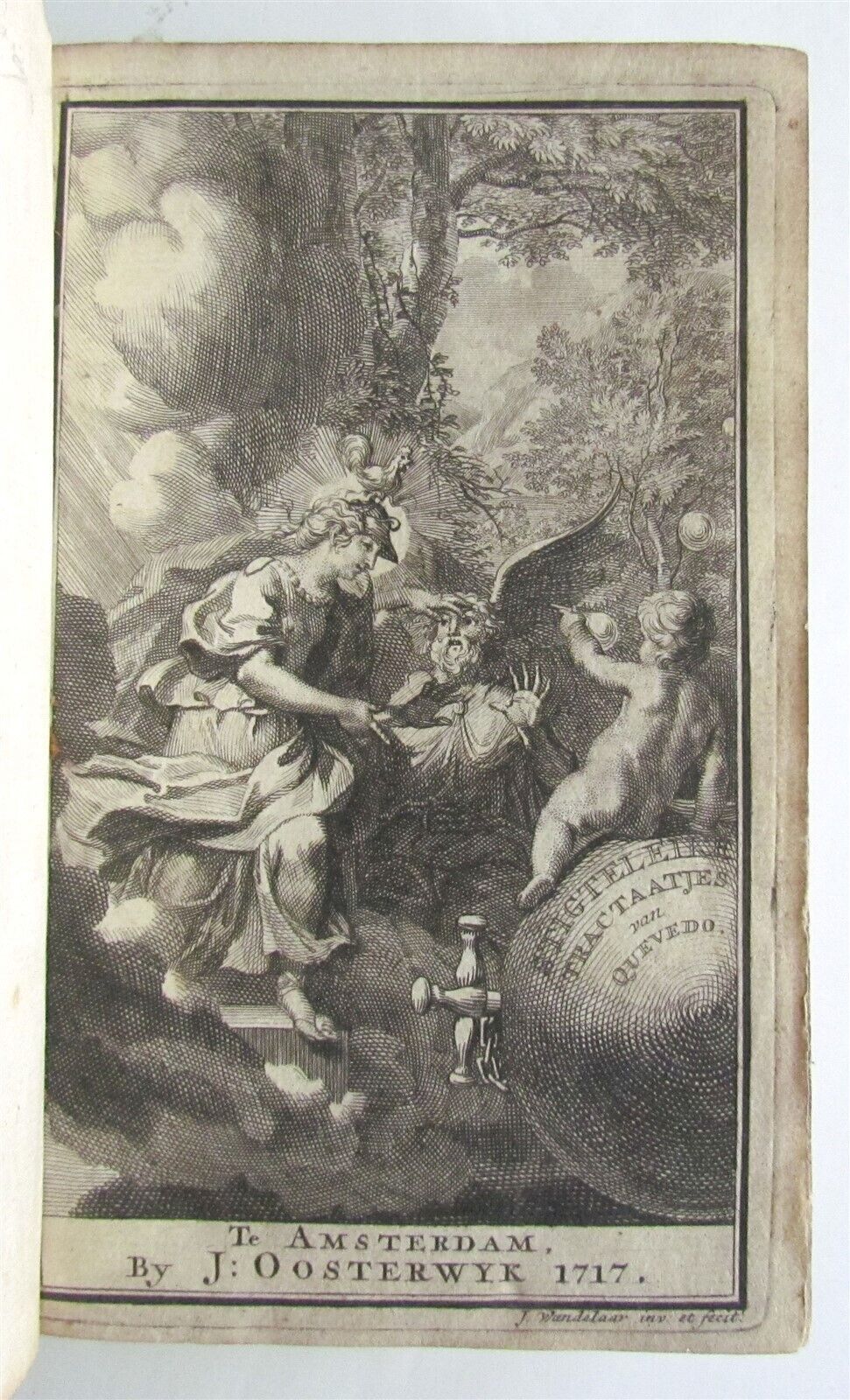 1718 THE CRADLE AND THE GRAVE BY FRANCISCO DE QUEVEDO ANTIQUE VELLUM BOUND. DE WIEG En't GRAF 