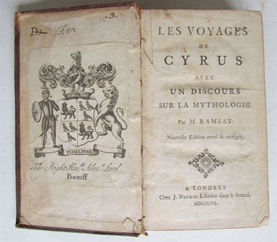 1757 LES VOYAGES DE CYRUS AVEC UN DISCOURS SUR LA MYTHOLOGIE ANTIQUE IN FRENCH. (A.M. DE) RAMSAY 