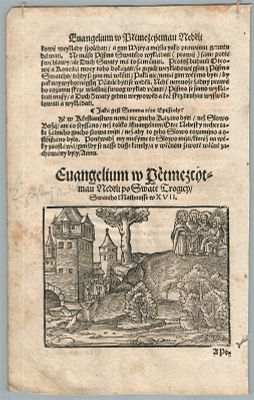 1550 ENGRAVING ILLUMINATED LEAF FROM CZECH BIBLE ANTIQUE PAGE CCXVIII. Size about 7.5 by 11" 