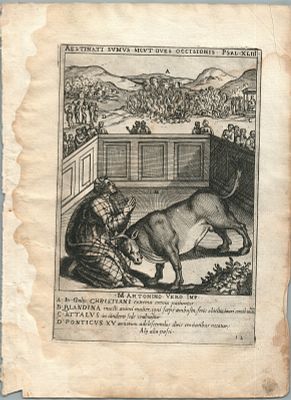 1585 ENGRAVING MARTYRDOM SCENE BY CAVALIERI ECCLESIAE MILITANTIS TRIUMPHI # 12. ORIGINAL 16th 