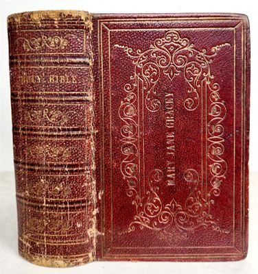 1855 BIBLE IN ENGLISH ANTIQUE AMERICANA PERSONALIZED COVER OLD & NEW TESTAMENT. BIBLE in ENGLISH 