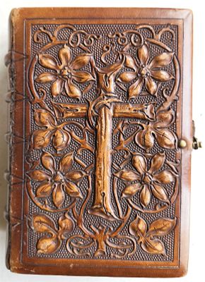 1886 GERMAN HYMNAL BOOK ANTIQUE BEAUTIFUL EMBOSSED LEATHER BINDING. Evangelisches Gesangbuch... 