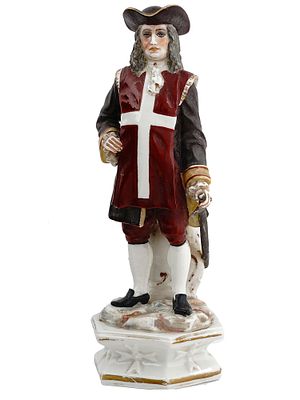 A PORCELAIN FIGURE KNIGHT OF MALTA, CATHOLIC ORDER, 18TH - 19TH CENTURY. A porcelain figurine of