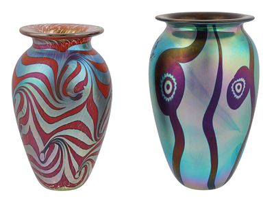 PAIR OF ART GLASS VASES BY ROBERT EICKHOLT, DATED 2007, UNITED STATES, 2007. A striking pair of