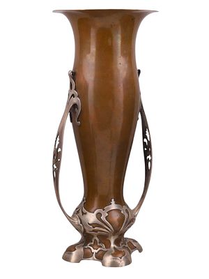 A GORHAM CO. 'ATHENIA' ART NOUVEAU VASE, COPPER AND SILVER, C. 1900. A finely crafted Art