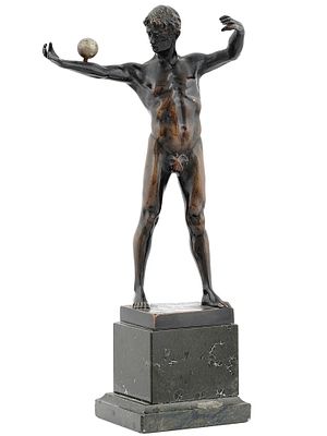 A VICTOR BUGLER, GERMAN BRONZE FIGURE, EARLY 20TH C. Victor Bugler, Germany (early 20th
