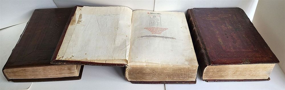 1495 INCUNABULA BIBLE 3 FOLIO VOLUMES COMPLETE ANTIQUE ILLUSTRATED BIBLIA LATINA. BIBLIA LATINA 