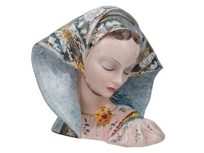 A EUGENIO PATTARINO (1885-1971) ITALIAN PORCELAIN BUST OF A WOMAN, 20TH CEN. A stunning 