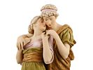 A ROYAL DUX BOHEMIA PAINTED PORCELAIN SCULPTURE OF A COUPLE, EARLY 20TH CEN. A beautiful Image - 4