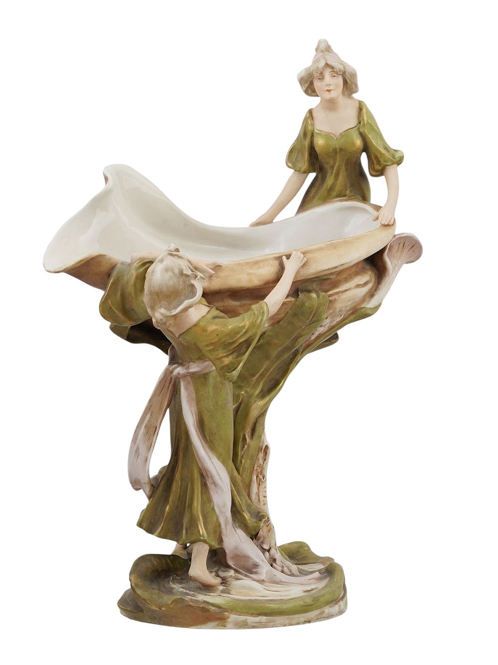 AN ART NOUVEAU PORCELAIN CENTERPIECE MADE BY ROYAL DUX BOHEMIA CIRCA 1890. A fine example of Art 