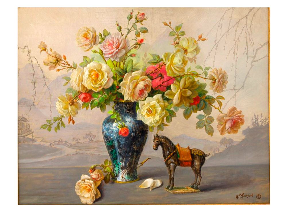 AN ALONSO TORAN, SPANISH, STILL LIFE OIL ON CANVAS PAINTING. ALFONSO T. TORÁN (Spanish, 20th 