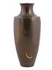 A SIGNED JAPANESE BRONZE VASE WITH BAT, WILLOW, AND MOON. Of tall ovoid form with short-waisted Image - 1