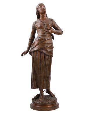 AN &Eacute;DOUARD DROUOT (1859 – 1945) FRENCH BRONZE, JOAN OF ARC, 19TH CEN. A statue of Jeanne d'Arc 