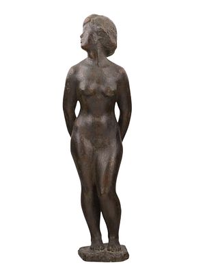 A CAST BRONZE FIGURE OF A NUDE FEMALE BY ANKER HOFFMAN, DANISH, C. 1959. Anker Hoffmann (Danish 