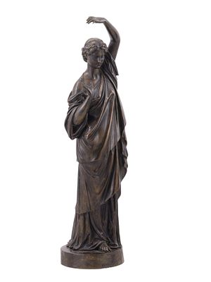 AN ALBERT-ERNEST CARRIER-BELLEUSE (1824-1887) SIGNED BRONZE WOMAN. Finely cast and dark brown 