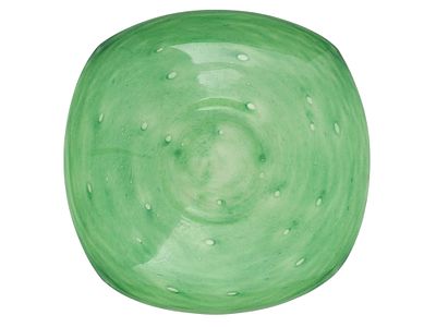 A LARGE FRENCH SCHNEIDER BUBBLED GLASS DISH, EARLY 20TH CENTURY. A large, green, bubbled glass 