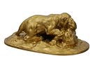 AN ALBERT HUMPHREYS GILT-BRONZE SCULPTURE, LION CUBS FIGHTING, 1903. A gilt bronze sculpture by Image - 1