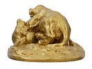AN ALBERT HUMPHREYS GILT-BRONZE SCULPTURE, LION CUBS FIGHTING, 1903. A gilt bronze sculpture by Image - 3
