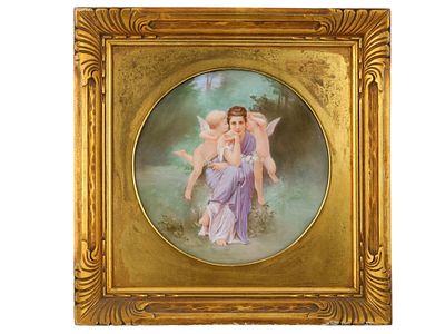 A PAINTED PORCELAIN PLAQUE AFTER WILLIAM-ADOLPHE BOUGUEREAU (1825–1905). A finely painted 