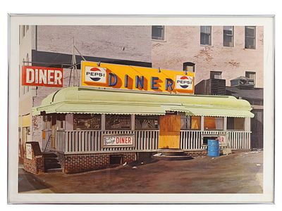 JOHN BAEDER (AMERICAN, B. 1938) SIGNED SERIGRAPH, "SCOTT'S BRIDGE DINER," 1974. Serigraph in 