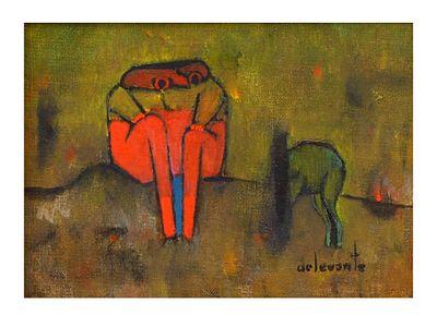 A SIDNEY DELEVANTE (JAMAICAN, AMERICAN, 1894-1984) OIL ON CANVAS PAINTING. Sidney Delevante (NY 