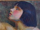 A SIGNED M.M. KINSBURY OIL ON CANVAS NUDE OF A GIRL. A sensitively rendered oil on canvas Image - 1