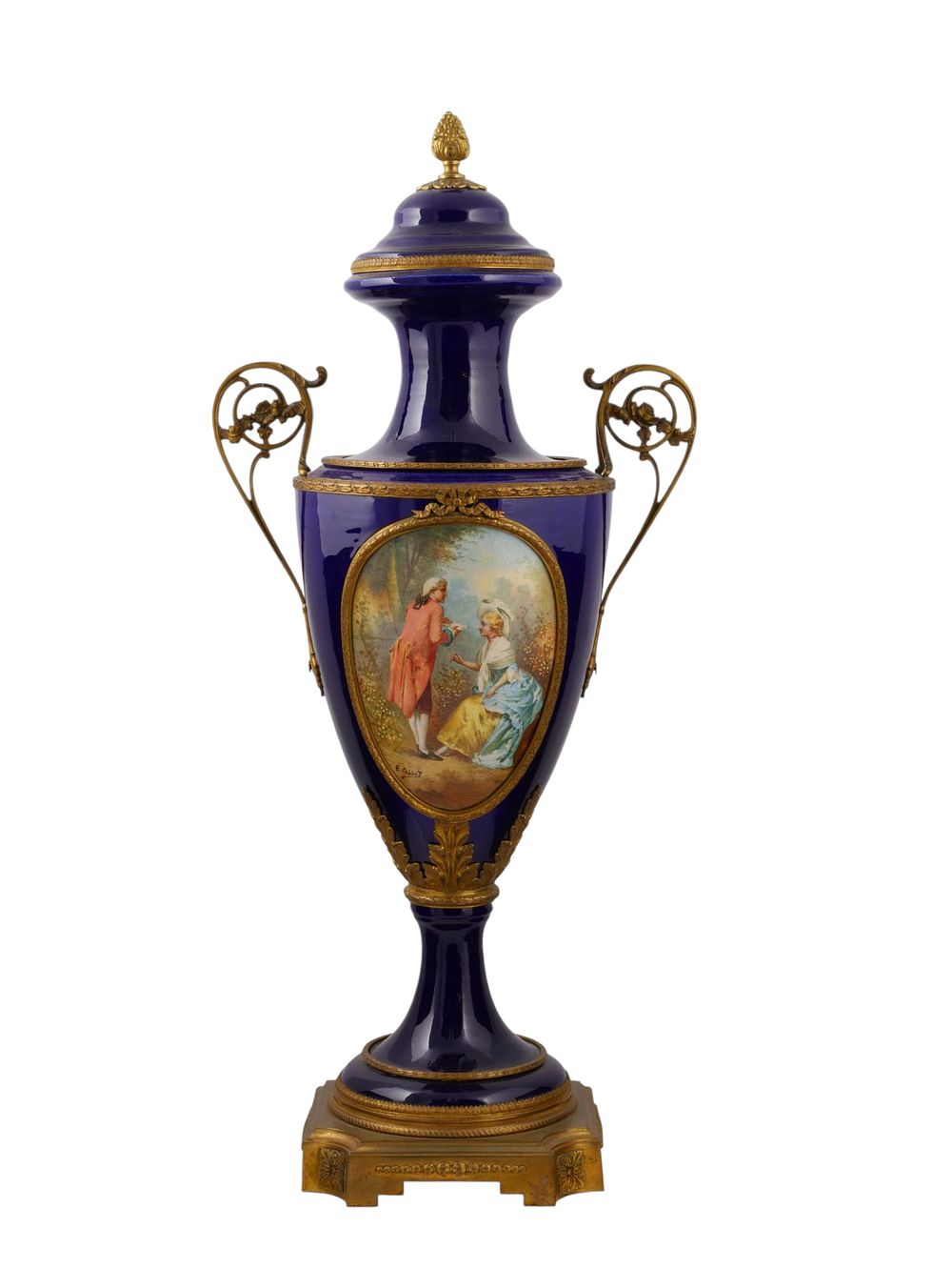 A SEVRES GILT-BRONZE MOUNTED PORCELAIN VASE, SIGNED E. COLLOT, LATE 19TH CENTURY. Of baluster 
