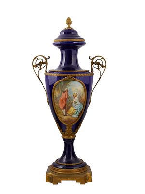 A SEVRES GILT-BRONZE MOUNTED PORCELAIN VASE, SIGNED E. COLLOT, LATE 19TH CENTURY. Of baluster 