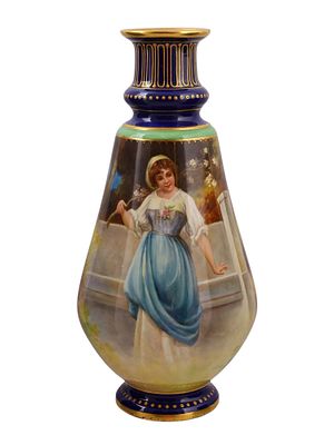 A ROYAL BONN PORCELAIN PORTRAIT VASE, SIGNED BEERBOM, LATE 19TH C. Of baluster form with flared 