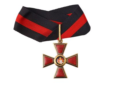 A RUSSIAN IMPERIAL ORDER OF ST. VLADIMIR, 3RD CLASS IN GILT-BRONZE. Maker: Dmitry Osipov for the 
