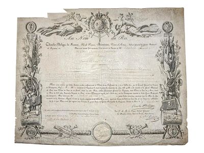 AN 1814 BOURBON RESTORATION AWARD CITATION, REIGN OF LOUIS XVIII. A 19th-century French brevet 