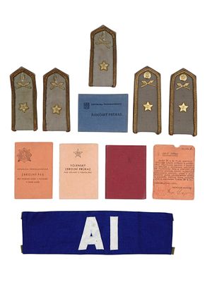 A SELECTION OF CZECHOSLOVAKIAN SHOULDER BOARDS AND CITATIONS. An assortment of Czechoslovakian 
