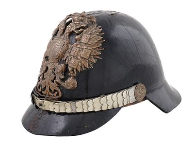 A RUSSIAN CRIMEAN WAR ARTILLERY HELMET, C. 1854. An Imperial Russian artilleryman's helmet, with 