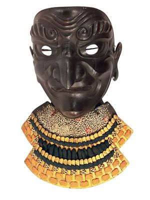 A JAPANESE SOMEN ARMOR FACE PLATE, JAPAN, EDO PERIOD (17TH–18TH CENTURY). A fine and expressive 