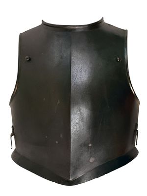 AN ENGLISH BLACKENED STEEL CUIRASSIER BREAST PLATE, 18TH CENTURY. A cuirassier breastplate of 