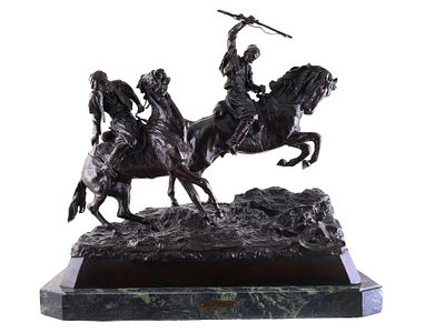 A RUSSIAN BRONZE GROUPING BY GRACHEV OF COSSACK RIDERS, CA. 1882. This is a bronze grouping by 