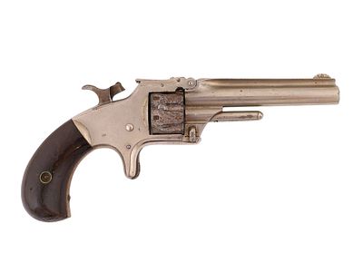 A SMITH & WESSON MODEL 1 &frac12;, SECOND ISSUE NICKEL-PLATED POCKET REVOLVER, CIRCA 1868–1875. Of 