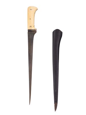 A CENTRAL ASIAN BONE-HILTED KARD PESH-KABZ DAGGER, 18-19 CC. Bukhara or Khiva, late 19th 