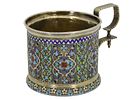A RUSSIAN KHLEBNIKOV SILVER AND ENAMEL TEAGLASS HOLDER, 1877. Firm of Ivan Khlebnikov, Moscow Изображение - 1