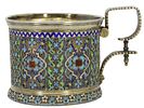 A RUSSIAN KHLEBNIKOV SILVER AND ENAMEL TEAGLASS HOLDER, 1877. Firm of Ivan Khlebnikov, Moscow Изображение - 2