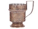 A RUSSIAN PAN-SLAVIC STYLE ENGRAVED SILVER TEA GLASS HOLDER. Of cylindrical form on a spreading Изображение - 2