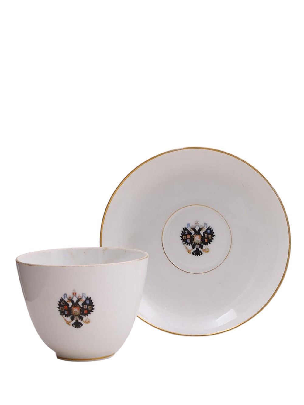 A LARGE RUSSIAN IMPERIAL PORCELAIN FACTORY CUPS AND SAUCERS, 11906/1912. A fine set of two large 