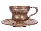 A RUSSIAN GILT-SILVER CHOCOLATE CUP AND SAUCER WITH ENGRAVED PATTERNS, 19TH CEN. A Russian Изображение - 1