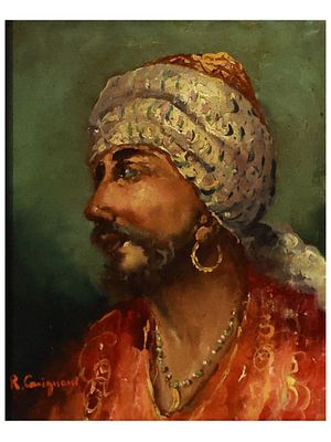 A ROBERTO CARIGLIANI, ITALIAN, OIL ON CANVAS PORTRAIT OF AN ORIENTAL MAN, EARLY 20TH C. Roberto 