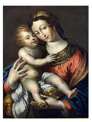 A TUSCAN MANNERIST PAINTER, EARLY 17TH CENTURY MADONNA AND CHILD, OIL ON CANVAS. A graceful and 