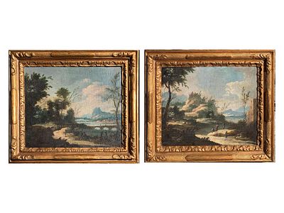 A PAIR OF OIL ON CANVAS PAINTINGS BY MAESTRO DELLE MONTAGNE AZZURRE, ITALIAN SCHOOL, 18TH CEN. 