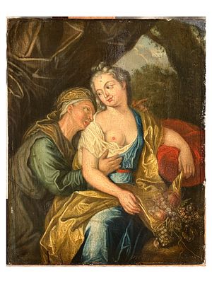 A THEODOR NETSCHER (DUTCH, 1661–1728) VERTUMNUS AND POMONA, OIL ON PANEL PAINTING. A fine Dutch 