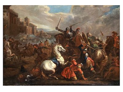 A CAVALRY BATTLE BEFORE A FORTIFIED CITY, ATTRIBUTED TO JAN VINCENTZS VAN DER VINNE (DUTCH 