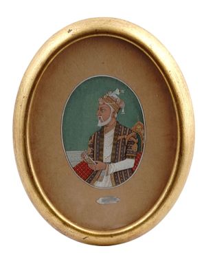 AN INDIAN MINIATURE PAINTING ON PAPER, 19TH CEN. A 19th-century miniature painting of an ovoid 