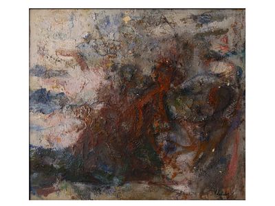 A VLADIMIR LEBEDEV, "ABSTRACTION", 1950–60, OIL ON CANVAS PAINTING. A post-war abstract 
